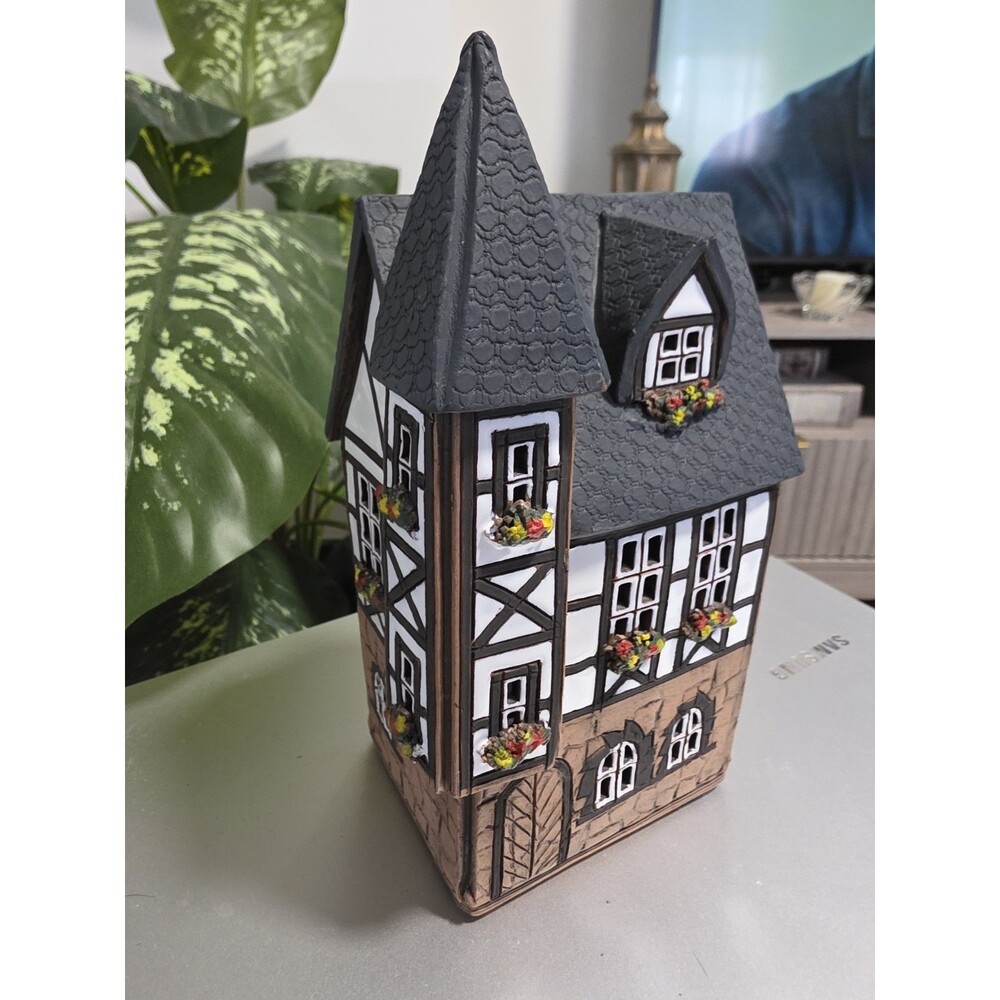 RARE Vintage G&R ArtClayPottery HOUSE TeaLight CandleHolder HandMade GERMANY EuC - Picture 2 of 12